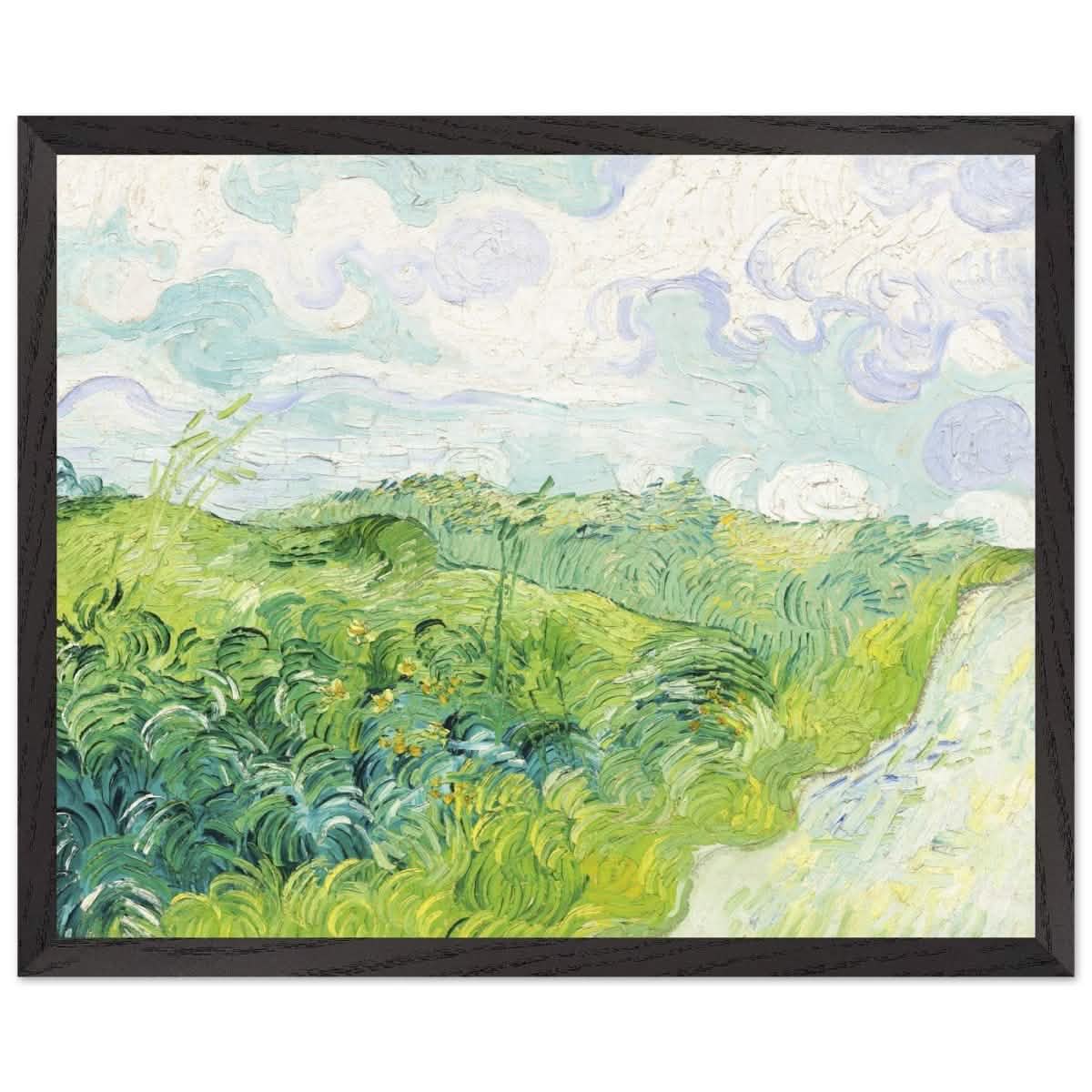 Green Wheat Fields, Auvers by Vincent van Gogh | vintage wall art print - Premium Wooden Framed Poster With Premium Matte Paper - 40x50 cm / 16x20″ - Black frame