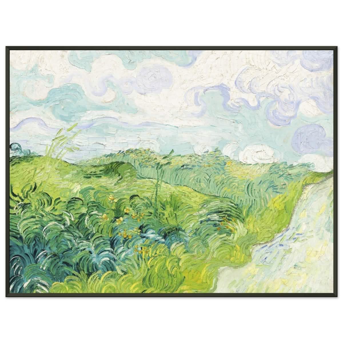 Green Wheat Fields, Auvers by Vincent van Gogh | vintage wall art print - Premium Matte Paper Metal Framed Poster - 60x80 cm / 24x32″ - Black frame