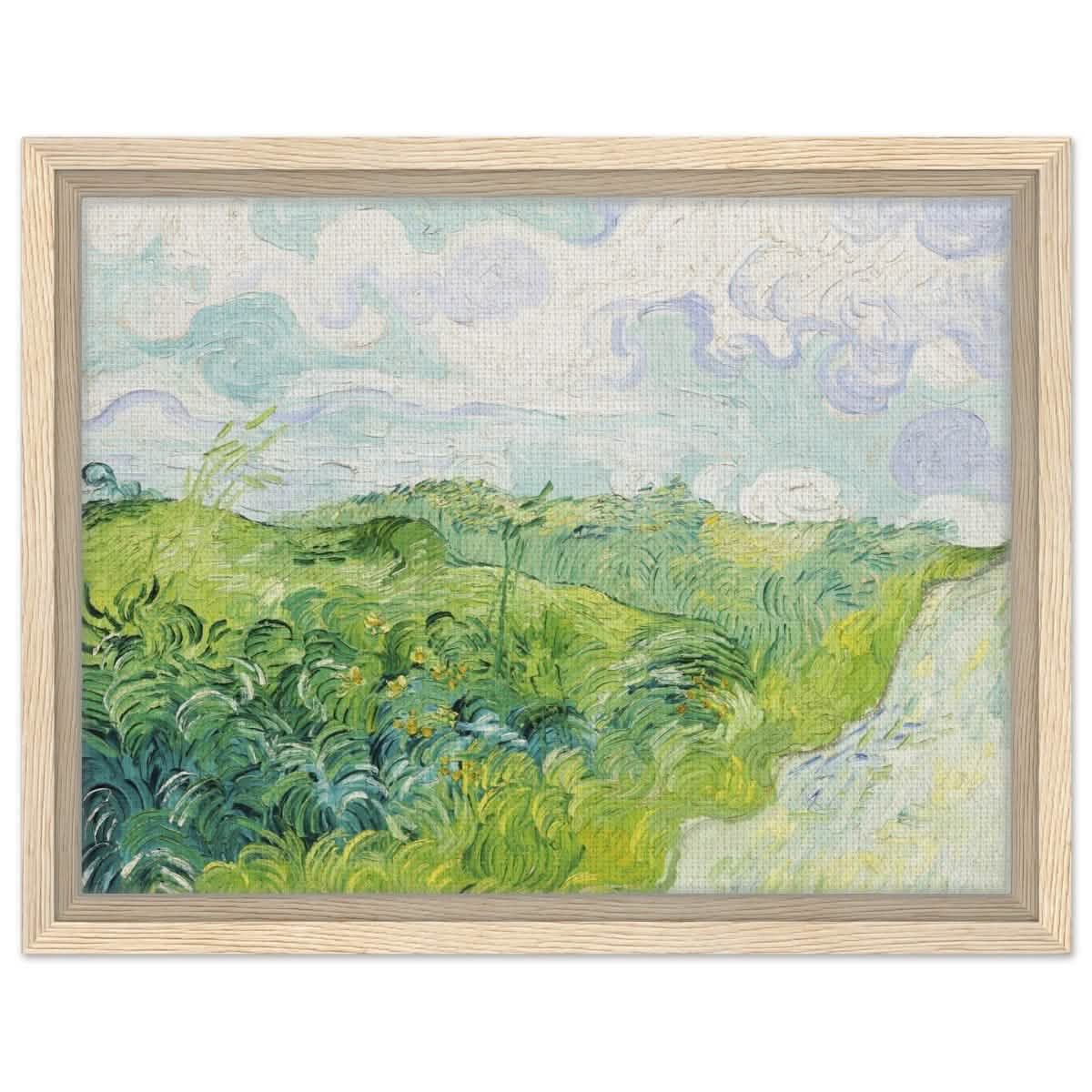 Green Wheat Fields, Auvers by Vincent van Gogh | vintage wall art print - Framed Canvas - 30x40 cm / 12x16″ - Wood frame