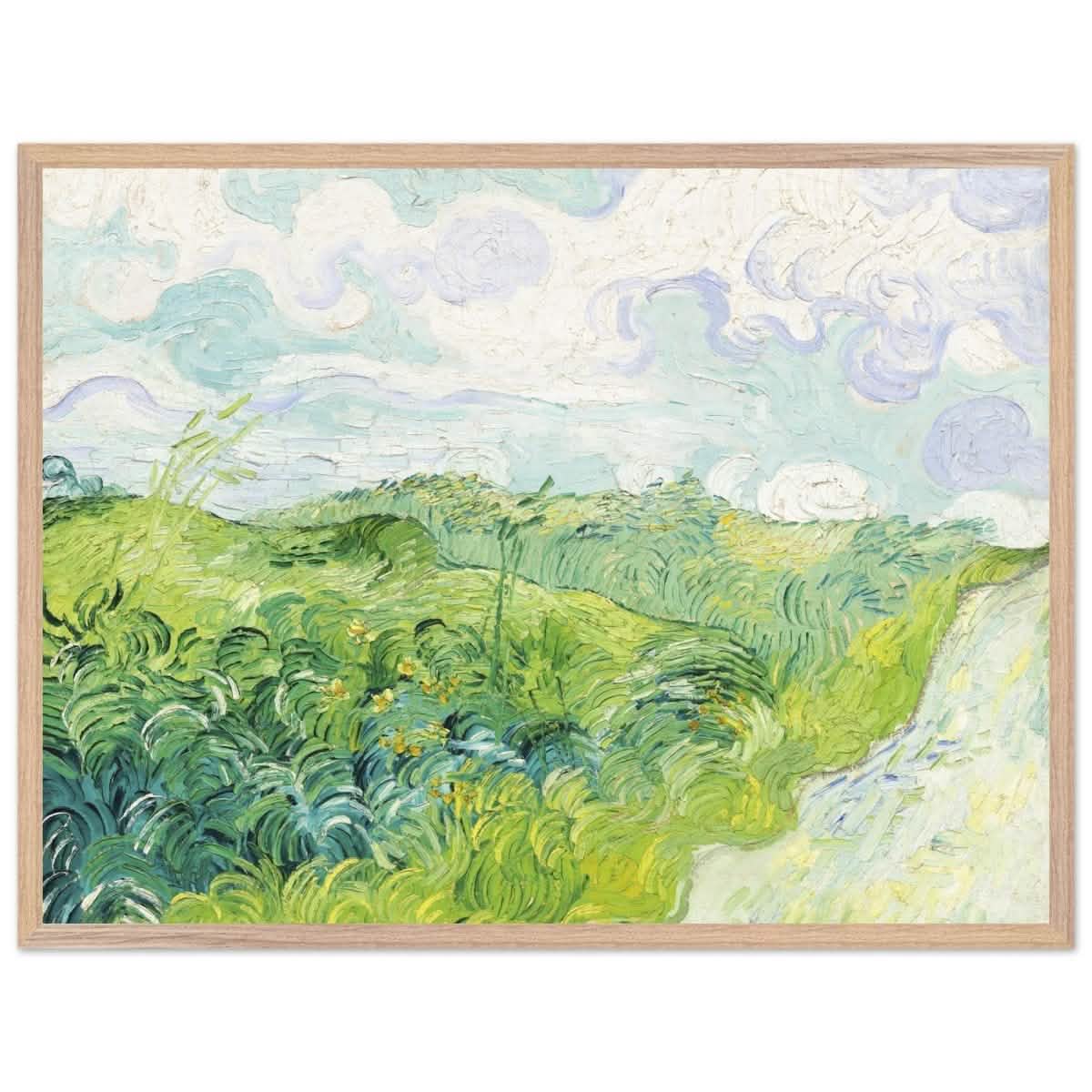 Green Wheat Fields, Auvers by Vincent van Gogh | vintage wall art print - Premium Wooden Framed Poster With Premium Matte Paper - 60x80 cm / 24x32″ - Wood frame
