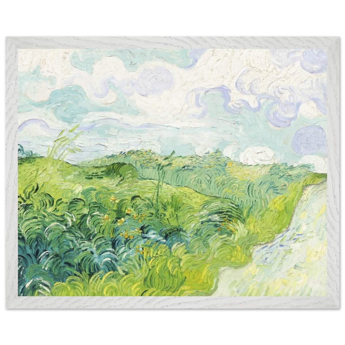 Green Wheat Fields, Auvers by Vincent van Gogh | vintage wall art print - Premium Wooden Framed Poster With Premium Matte Paper - 40x50 cm / 16x20″ - White frame