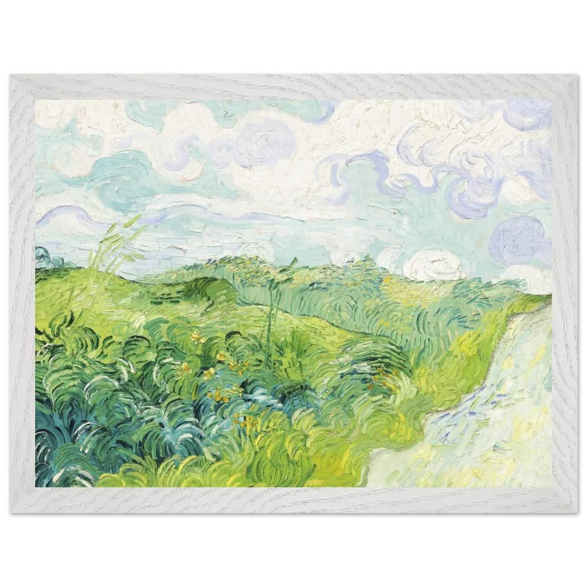 Green Wheat Fields, Auvers by Vincent van Gogh | vintage wall art print - Premium Wooden Framed Poster With Premium Matte Paper - 30x40 cm / 12x16″ - White frame