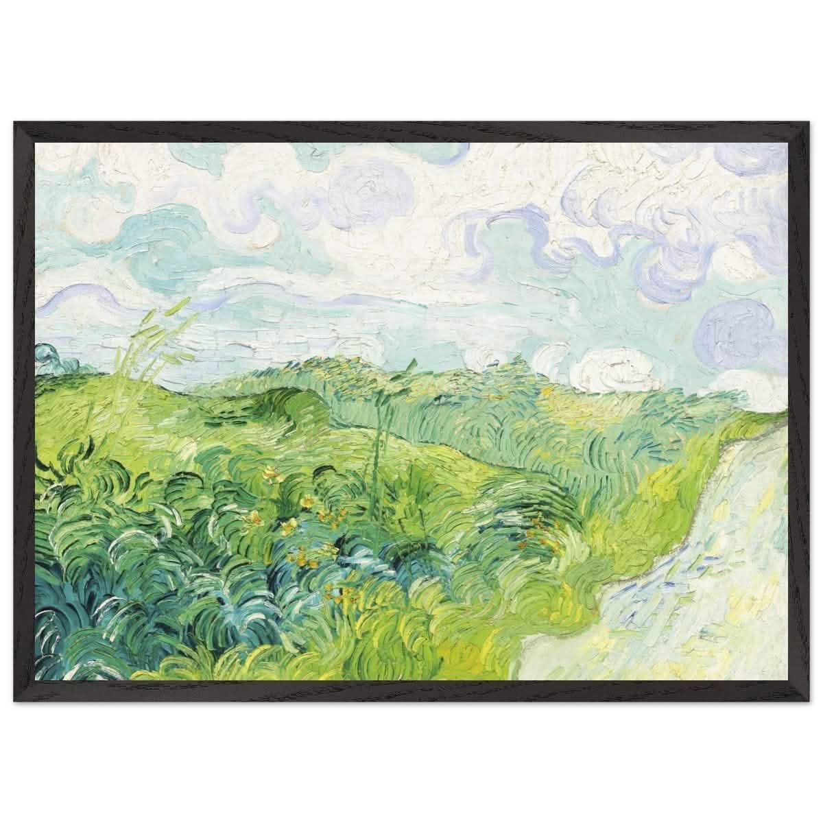 Green Wheat Fields, Auvers by Vincent van Gogh | vintage wall art print - Premium Wooden Framed Poster With Premium Matte Paper - 50x70 cm / 20x28″ - Black frame