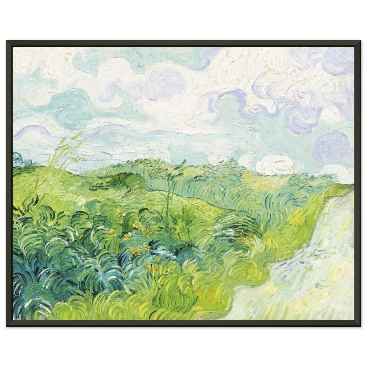Green Wheat Fields, Auvers by Vincent van Gogh | vintage wall art print - Premium Matte Paper Metal Framed Poster - 40x50 cm / 16x20″ - Black frame