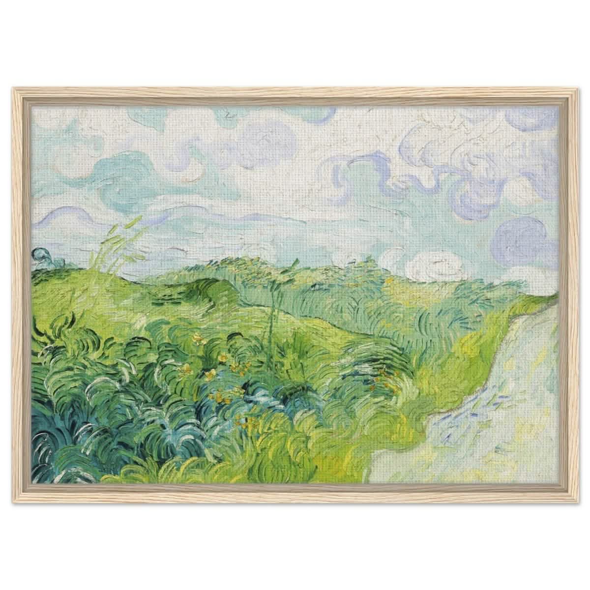 Green Wheat Fields, Auvers by Vincent van Gogh | vintage wall art print - Framed Canvas - 50x70 cm / 20x28″ - Wood frame