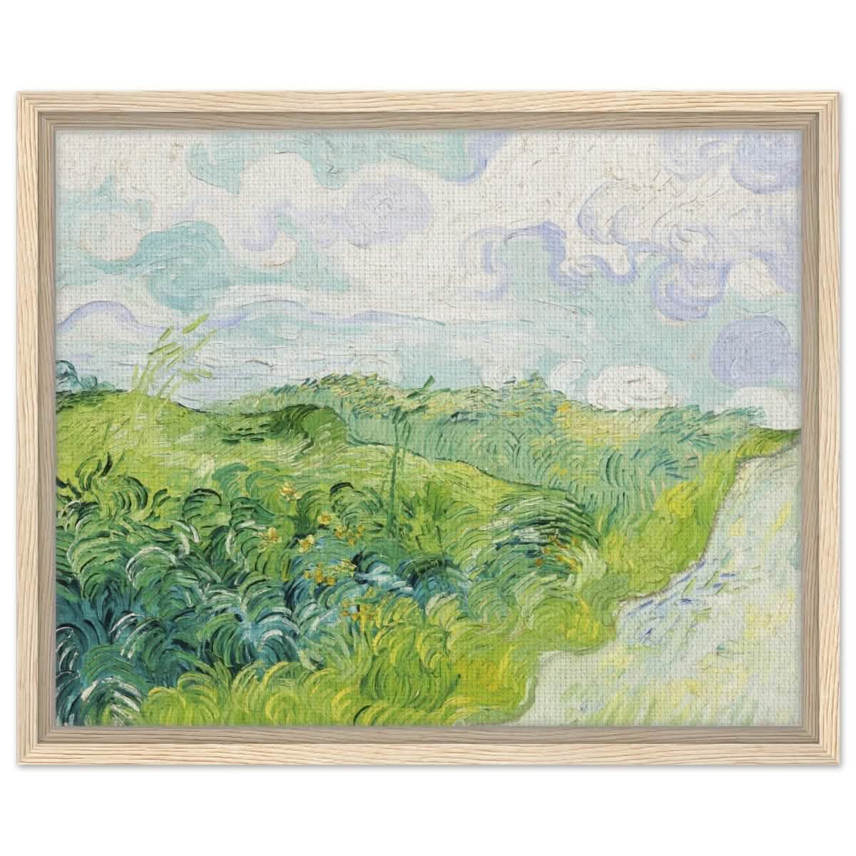 Green Wheat Fields, Auvers by Vincent van Gogh | vintage wall art print - Framed Canvas - 40x50 cm / 16x20″ - Wood frame