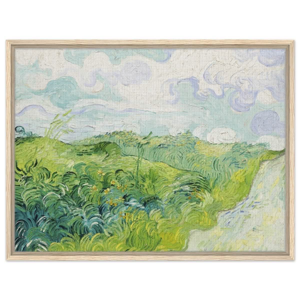 Green Wheat Fields, Auvers by Vincent van Gogh | vintage wall art print - Framed Canvas - 60x80 cm / 24x32″ - Wood frame