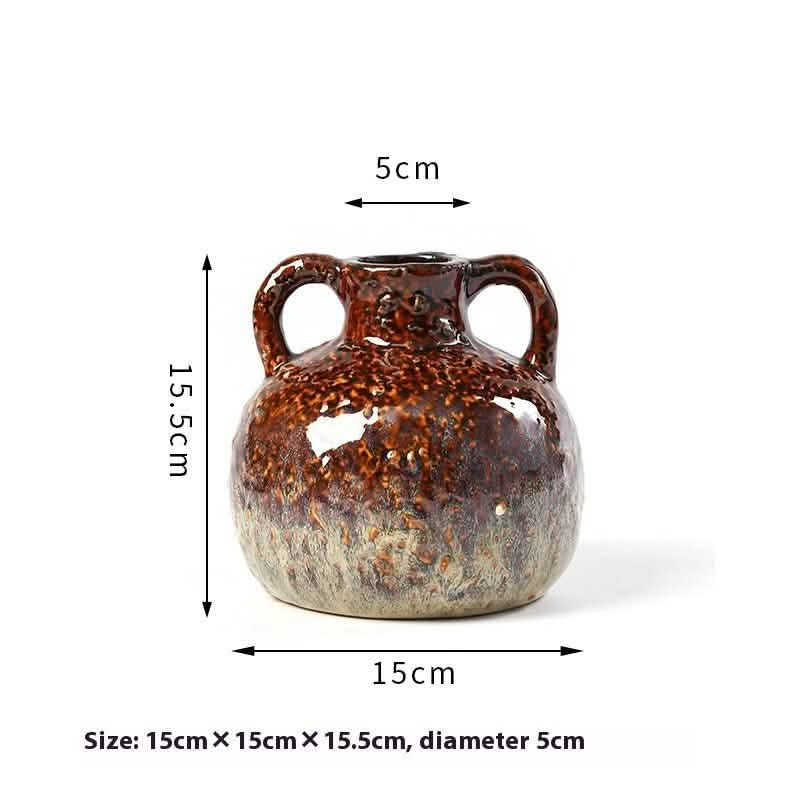 Handcrafted Ceramic Fambe Vases – Kiln - Baked Retro Decorative Ornaments - Kiln - Baked Small Fambe Vase -
