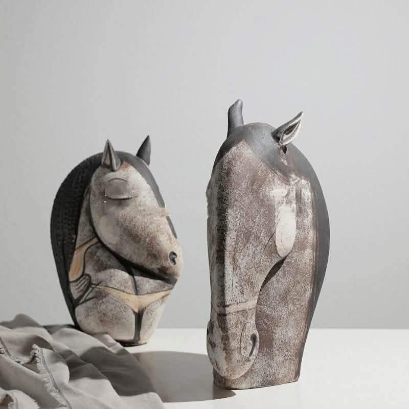 Handcrafted Horse Head Sculpture – Elegant Art Décor - A -