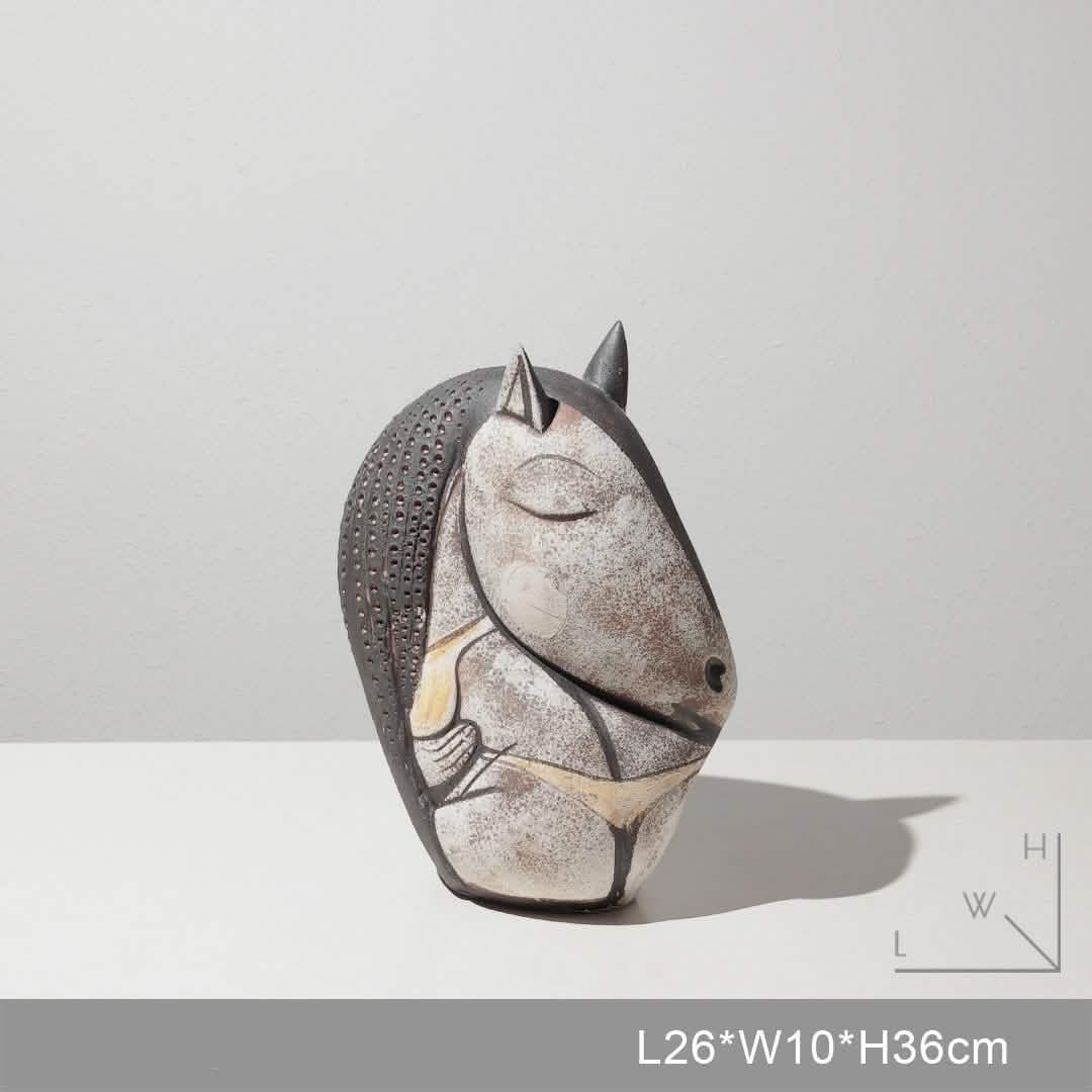 Handcrafted Horse Head Sculpture – Elegant Art Décor - A -