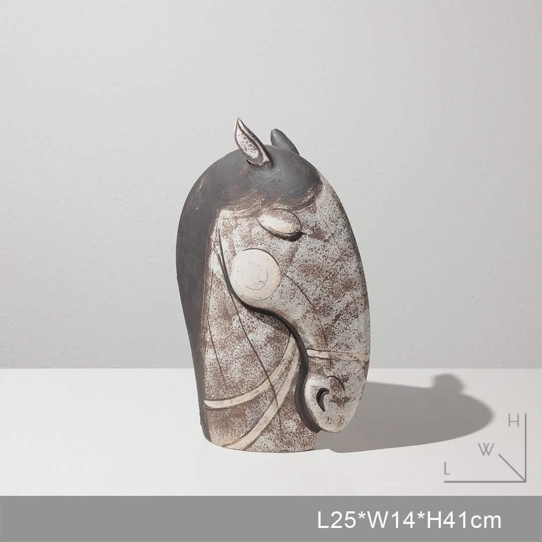 Handcrafted Horse Head Sculpture – Elegant Art Décor - B -