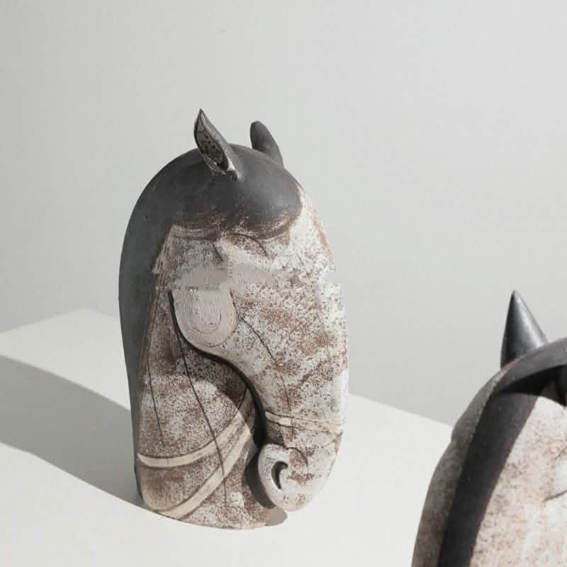 Handcrafted Horse Head Sculpture – Elegant Art Décor - A -