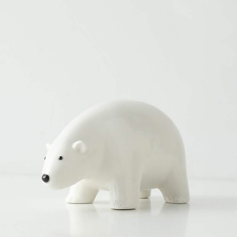 Handmade Ceramic Animal Ornaments – Modern Minimalist Porcelain Décor - Arctic White Bear -
