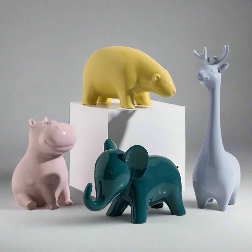 Handmade Ceramic Animal Ornaments – Modern Minimalist Porcelain Décor - Graceful Giraffe -