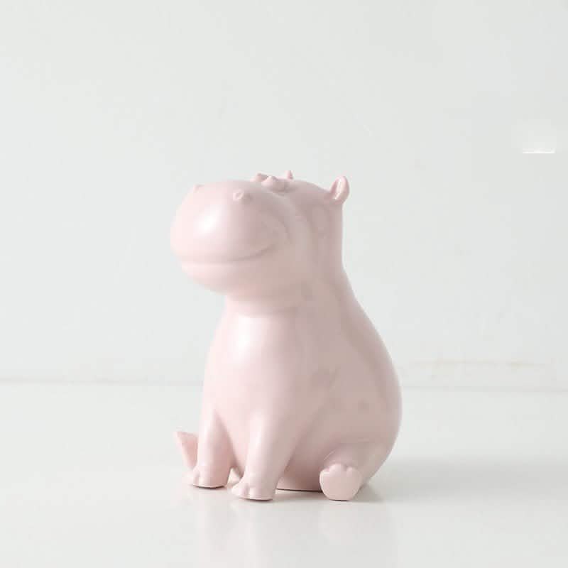 Handmade Ceramic Animal Ornaments – Modern Minimalist Porcelain Décor - Happy Hippo -