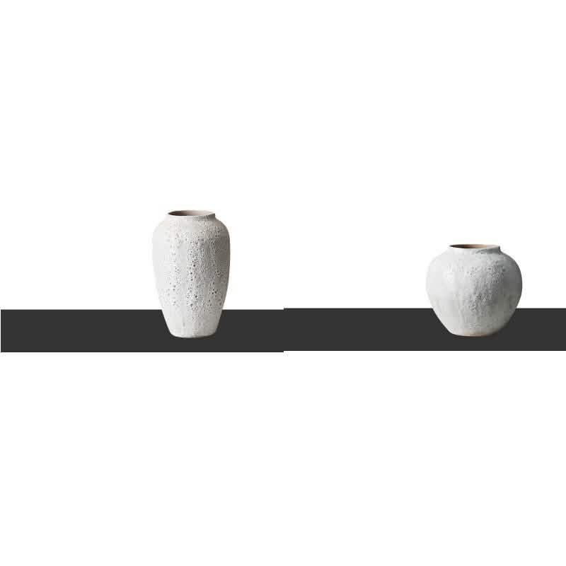 Handmade White Ceramic Vase – Modern Minimalist Textured Home Décor - 22x22cm 30x18cm - White -