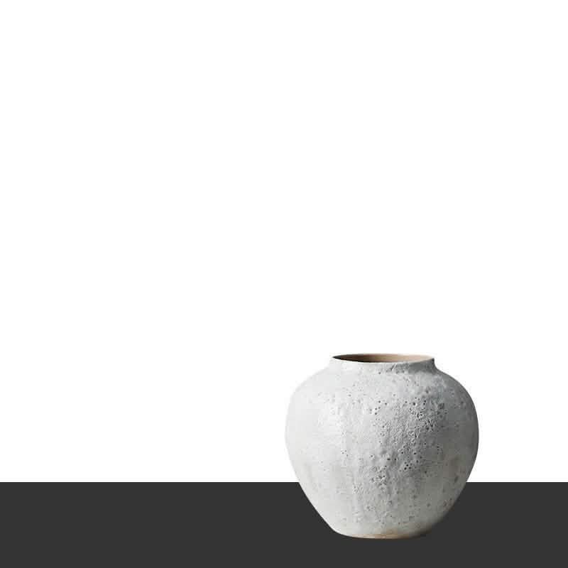 Handmade White Ceramic Vase – Modern Minimalist Textured Home Décor - 22x22cm - White -