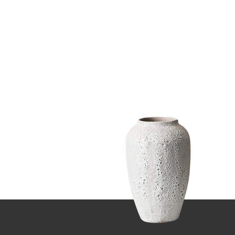 Handmade White Ceramic Vase – Modern Minimalist Textured Home Décor - 30x18cm - White -