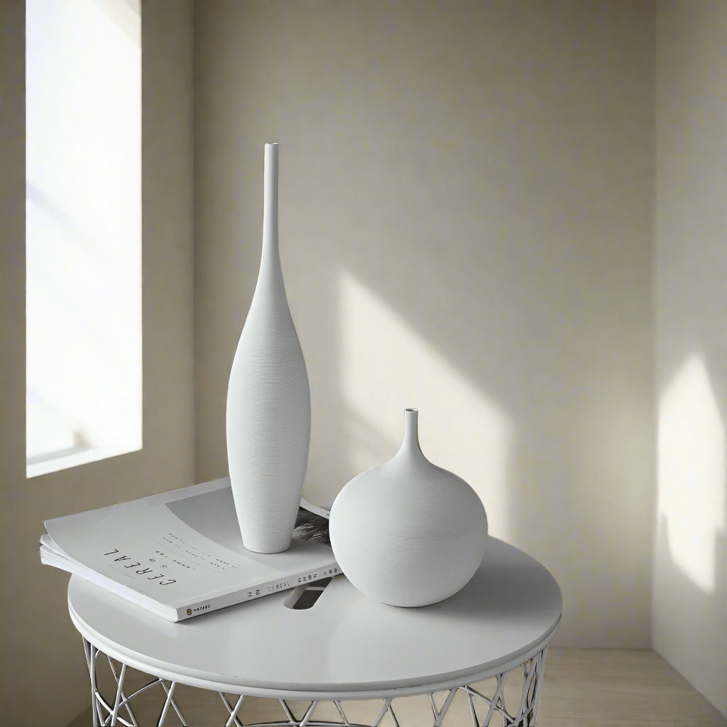 Handmade Zen Vase – Modern Ceramic Art Ornament - Set of 5 pcs (Black and White) -