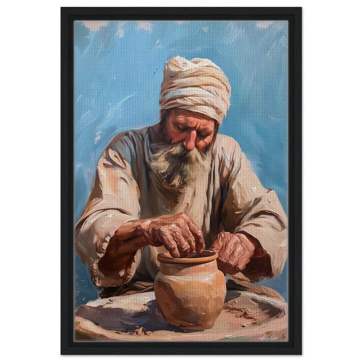 Hands of Heritage: The Art of Pottery | Wall art print - Framed Canvas - 40x60 cm / 16x24″ - Black frame