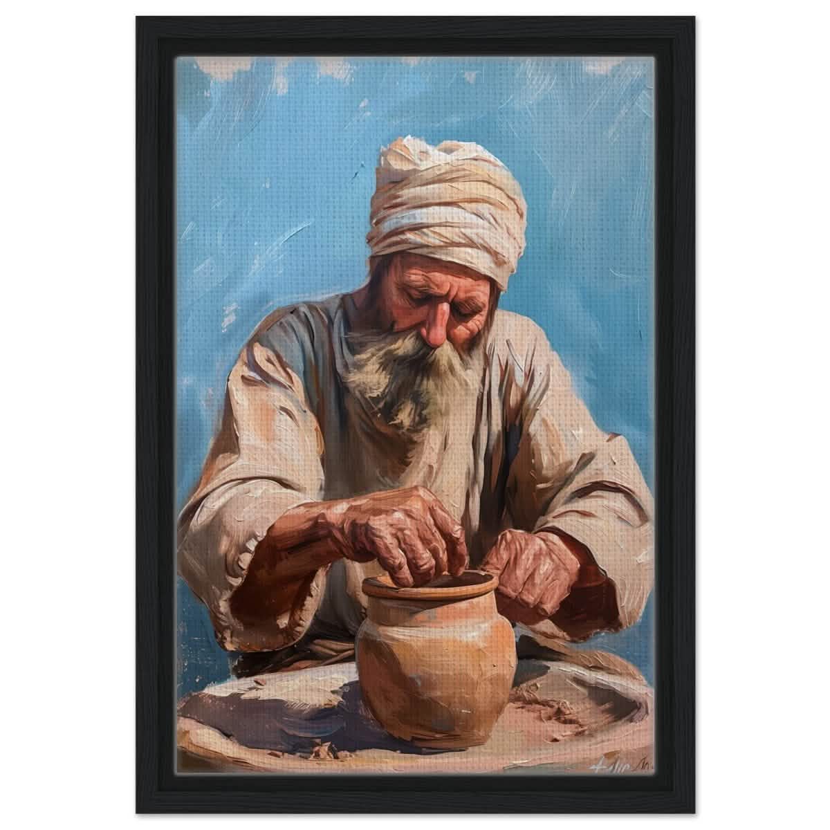 Hands of Heritage: The Art of Pottery | Wall art print - Framed Canvas - 30x45 cm / 12x18″ - Black frame