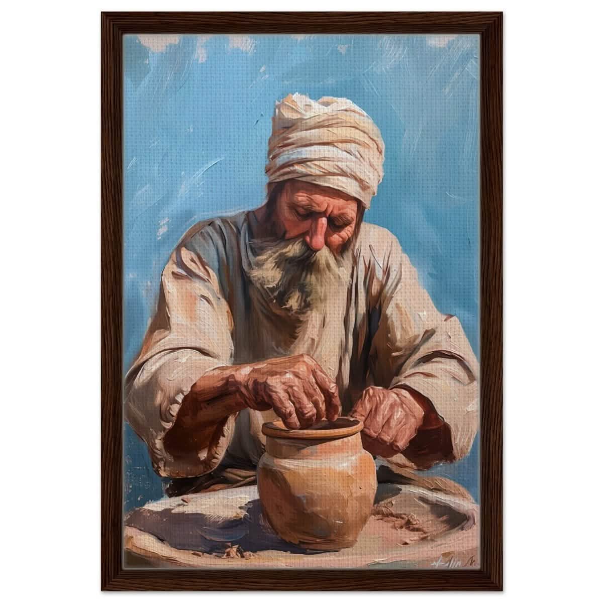 Hands of Heritage: The Art of Pottery | Wall art print - Framed Canvas - 40x60 cm / 16x24″ - Dark wood frame