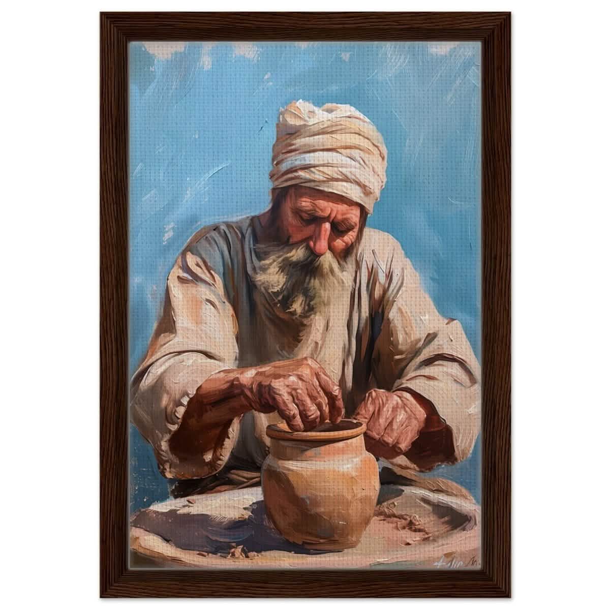 Hands of Heritage: The Art of Pottery | Wall art print - Framed Canvas - 30x45 cm / 12x18″ - Dark wood frame