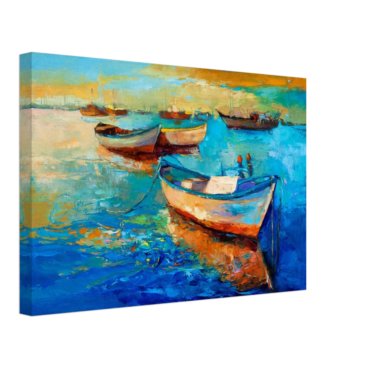 “Harbor Whispers” – Vibrant Boat Reflections on Canvas | Wall art Print - Canvas - 30x45 cm / 12x18″ -