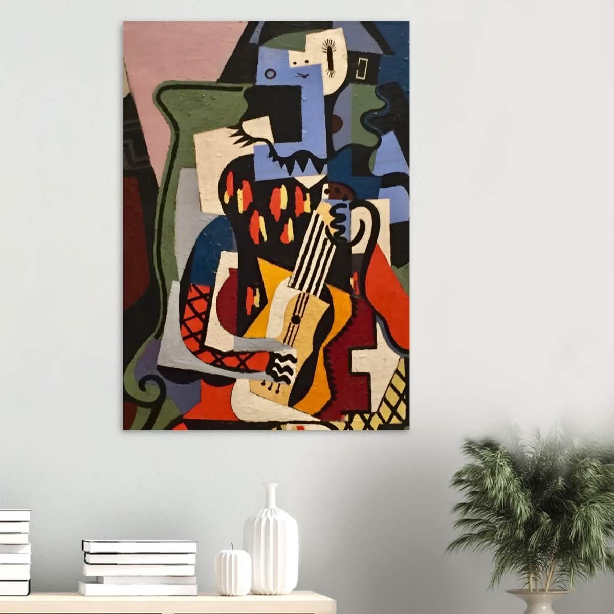 Harlequin Musician by Pablo Picasso - Wood Prints - 70x100 cm / 28x40″ - 20 mm