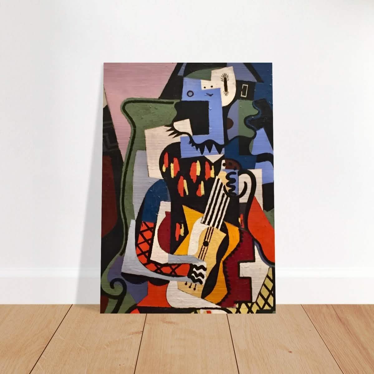 Harlequin Musician by Pablo Picasso - Brushed Aluminum Print - 70x100 cm / 28x40″ -