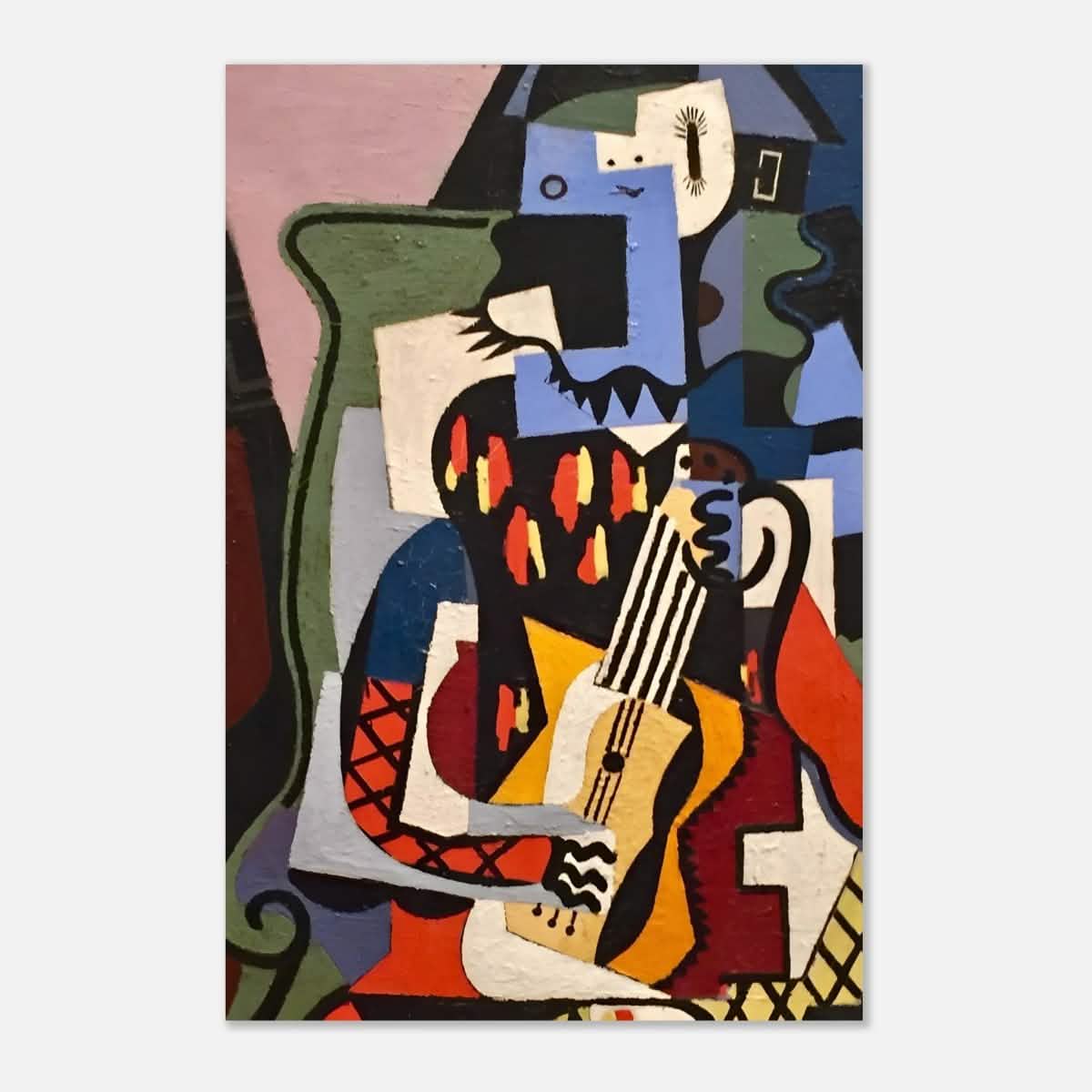 Harlequin Musician by Pablo Picasso - Aluminum Print - 40x60 cm / 16x24″ -