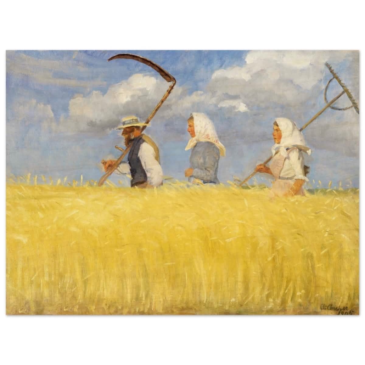 Harvesters by Anna Ancher (1905) | Vintage Art wall art print - Wood Prints - 30x40 cm / 12x16″ -
