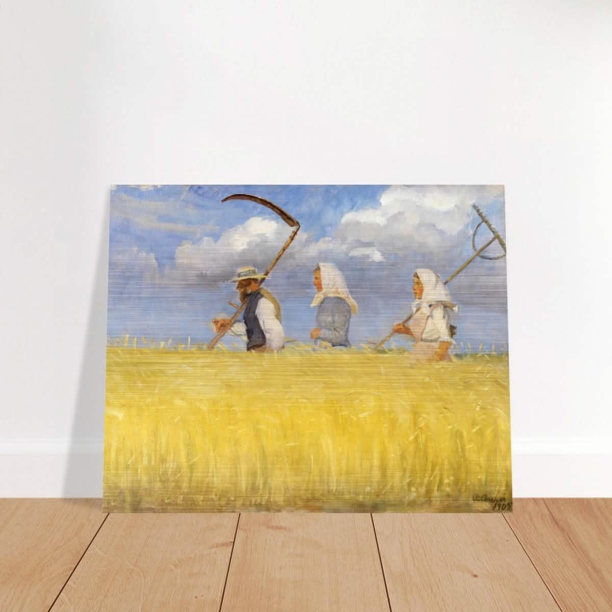 Harvesters by Anna Ancher (1905) | Vintage Art wall art print - Brushed Aluminum Print - 40x50 cm / 16x20″ -