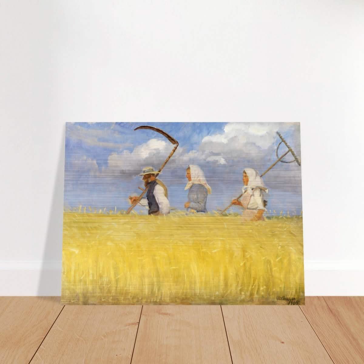 Harvesters by Anna Ancher (1905) | Vintage Art wall art print - Brushed Aluminum Print - 60x80 cm / 24x32″ -