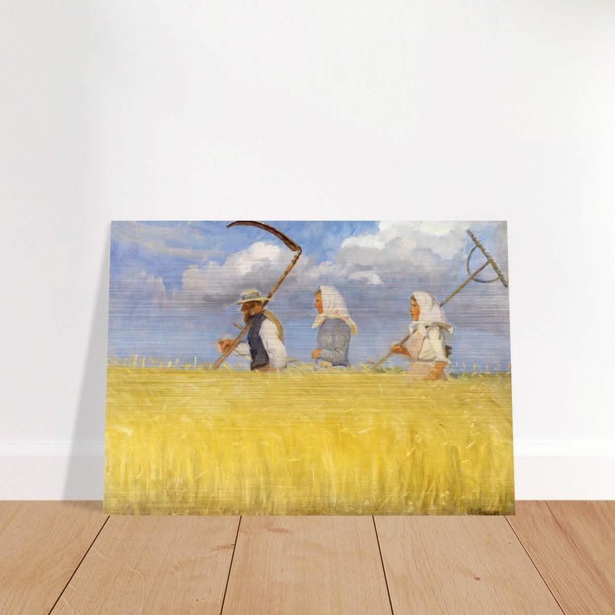 Harvesters by Anna Ancher (1905) | Vintage Art wall art print - Brushed Aluminum Print - 50x70 cm / 20x28″ -