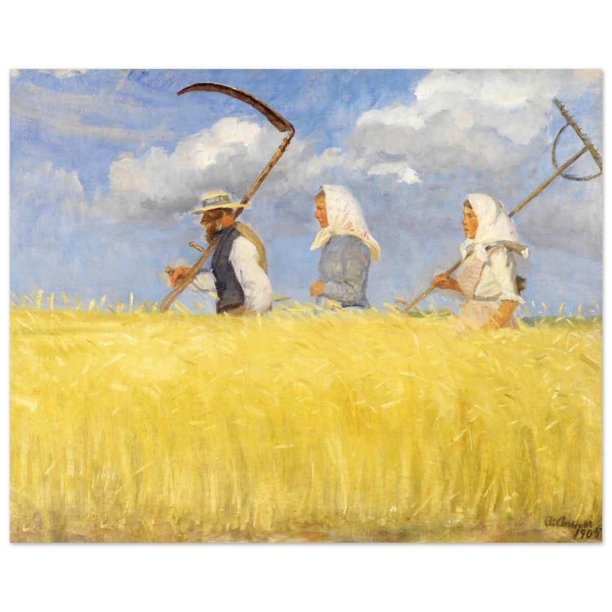 Harvesters by Anna Ancher (1905) | Vintage Art wall art print - Aluminum Print - 40x50 cm / 16x20″ -