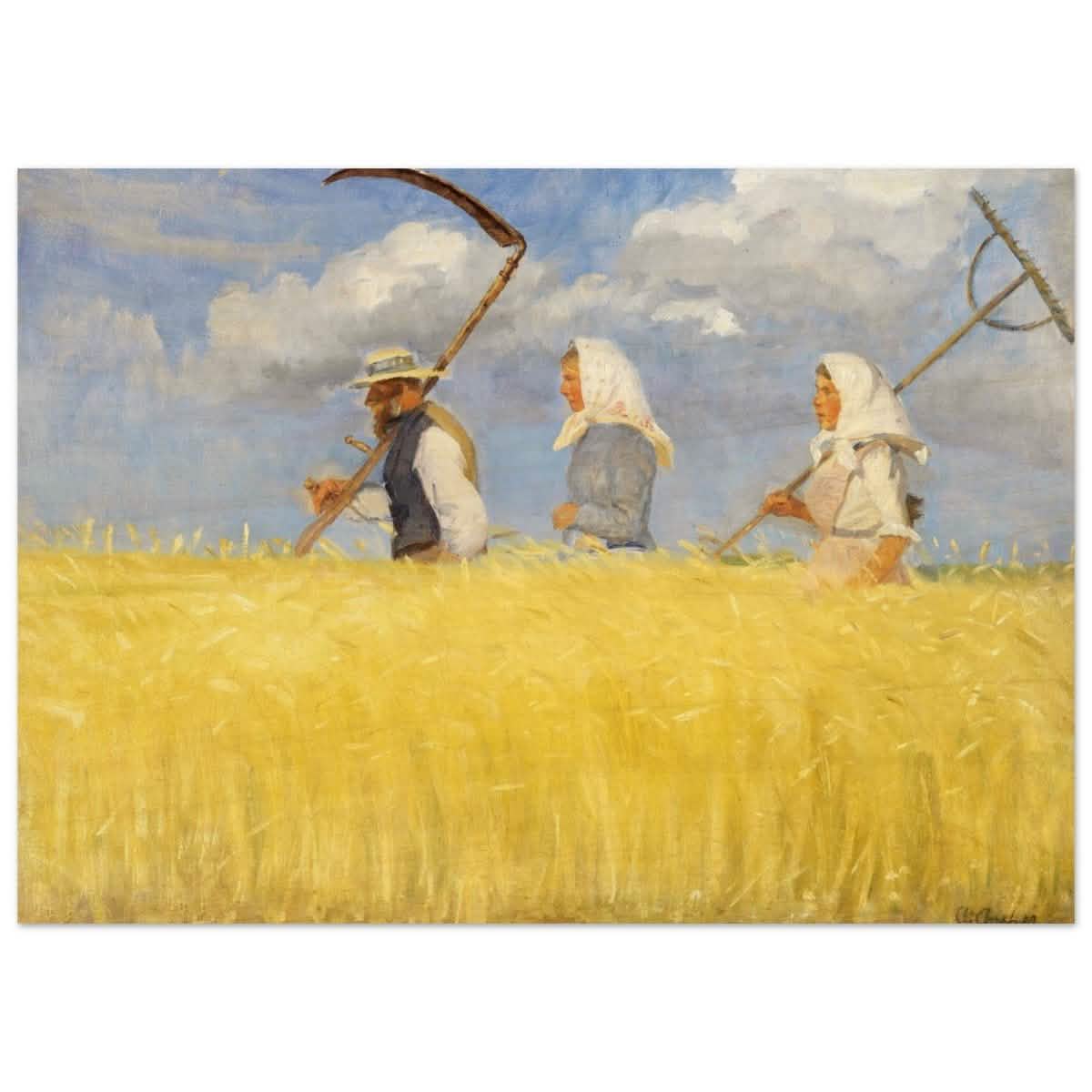 Harvesters by Anna Ancher (1905) | Vintage Art wall art print - Wood Prints - 50x70 cm / 20x28″ -