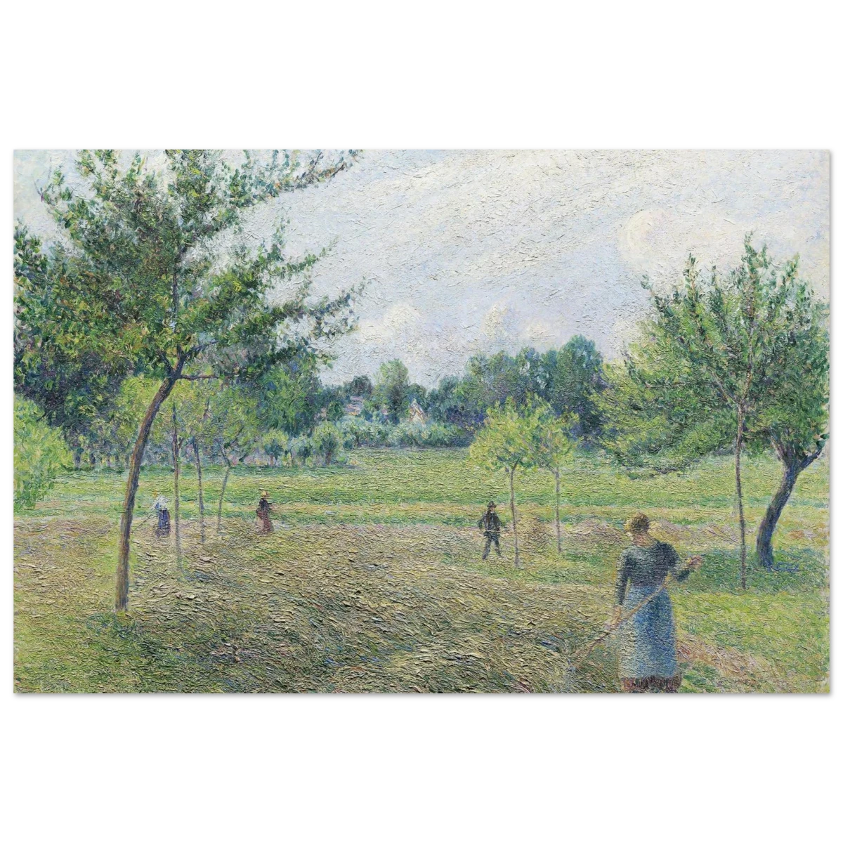 "Haymaking at Éragny" by Camille Pissarro – French Impressionist Rural Landscape Art Print - Fine Art Poster - 40x60 cm / 16x24″ -