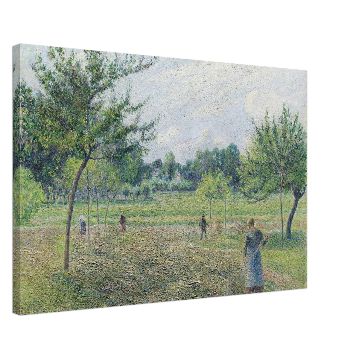 "Haymaking at Éragny" by Camille Pissarro – French Impressionist Rural Landscape Art Print - Canvas - 50x75 cm / 20x30″ -