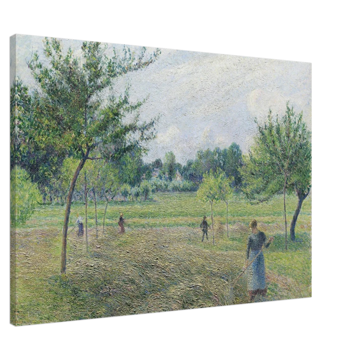"Haymaking at Éragny" by Camille Pissarro – French Impressionist Rural Landscape Art Print - Canvas - 70x100 cm / 28x40″ -