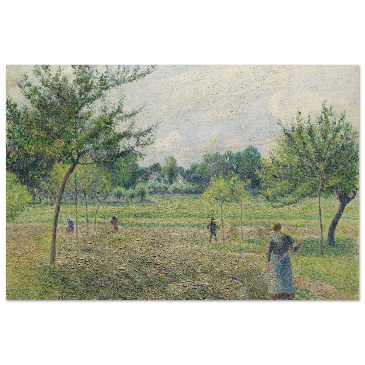 "Haymaking at Éragny" by Camille Pissarro – French Impressionist Rural Landscape Art Print - Wood Prints - 50x75 cm / 20x30″ -