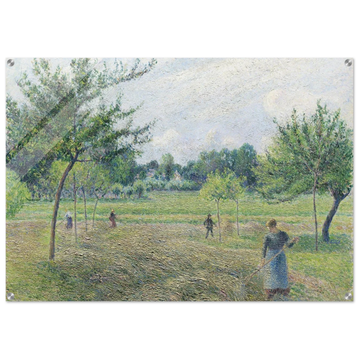 "Haymaking at Éragny" by Camille Pissarro – French Impressionist Rural Landscape Art Print - Acrylic Print - 70x100 cm / 28x40″ -