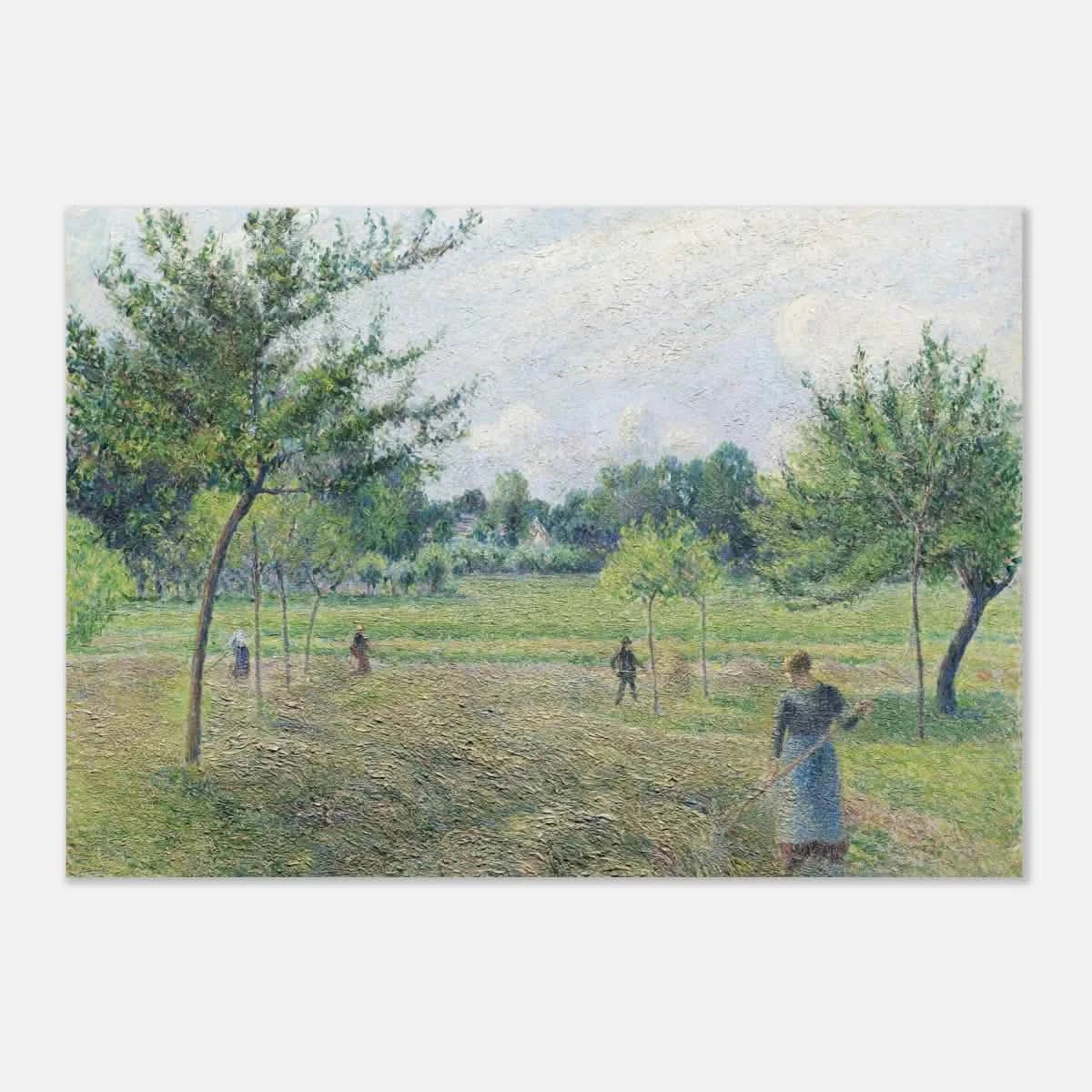 "Haymaking at Éragny" by Camille Pissarro – French Impressionist Rural Landscape Art Print - Aluminum Print - 70x100 cm / 28x40″ -
