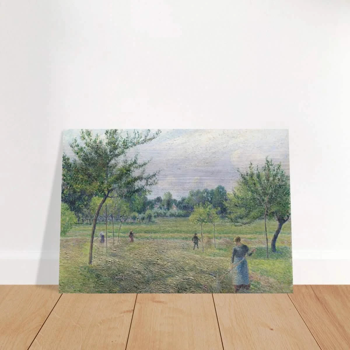 "Haymaking at Éragny" by Camille Pissarro – French Impressionist Rural Landscape Art Print - Brushed Aluminum Print - 70x100 cm / 28x40″ -
