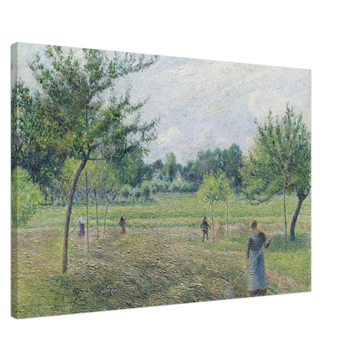 "Haymaking at Éragny" by Camille Pissarro – French Impressionist Rural Landscape Art Print - Canvas - 60x90 cm / 24x36″ -