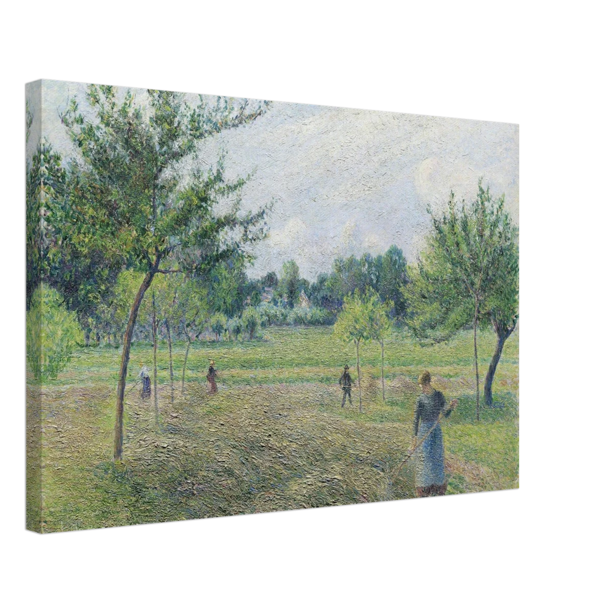 "Haymaking at Éragny" by Camille Pissarro – French Impressionist Rural Landscape Art Print - Canvas - 40x60 cm / 16x24″ -