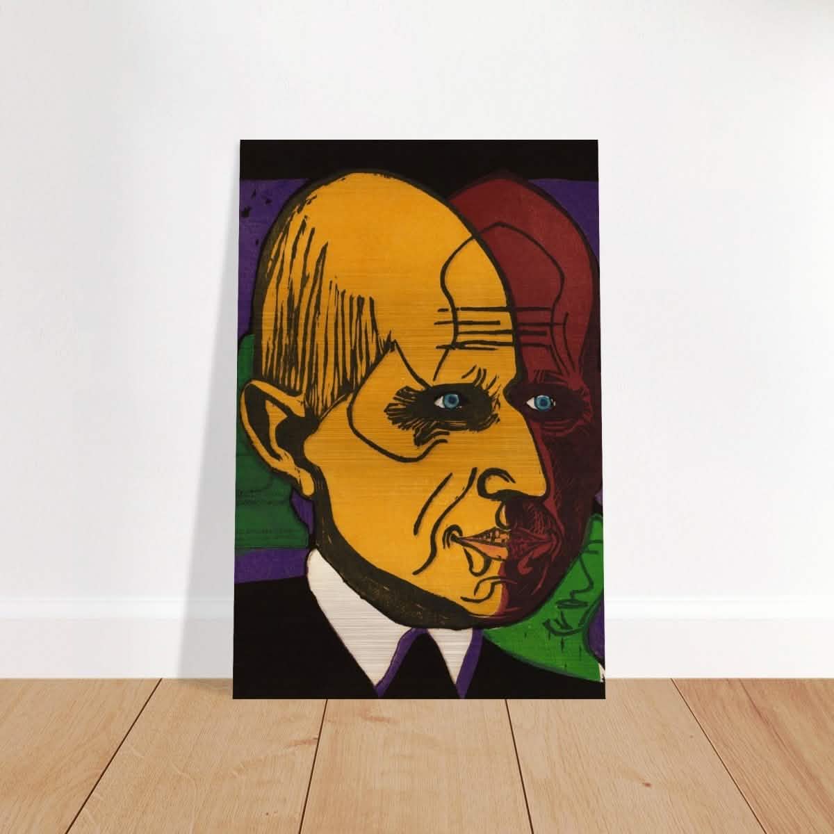 Head of Dr. Bauer by Ernst Ludwig Kirchner | Vintage wall art print - Brushed Aluminum Print - 30x45 cm / 12x18″ -
