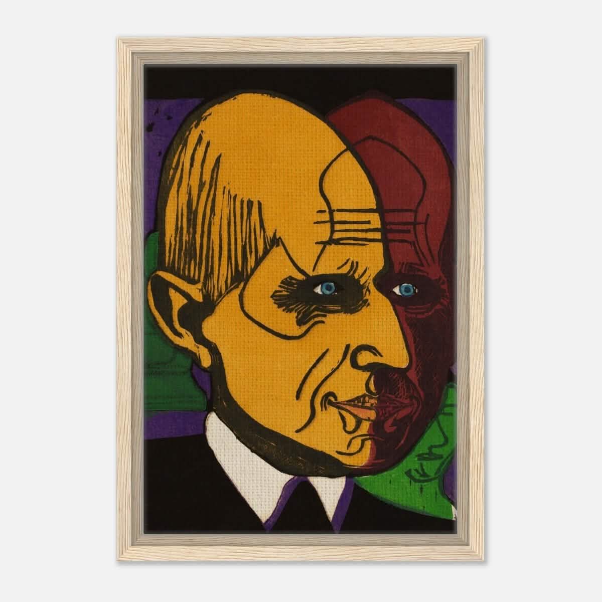 Head of Dr. Bauer by Ernst Ludwig Kirchner | Vintage wall art print - Framed Canvas - 30x45 cm / 12x18″ - Wood frame