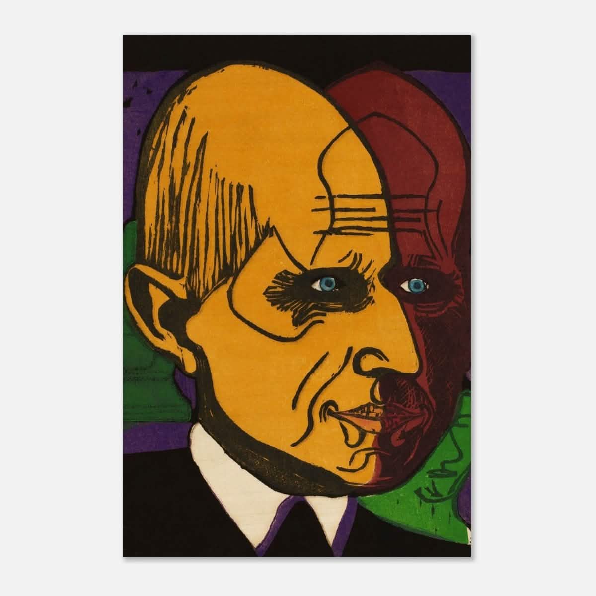 Head of Dr. Bauer by Ernst Ludwig Kirchner | Vintage wall art print - Wood Prints - 30x45 cm / 12x18″ -