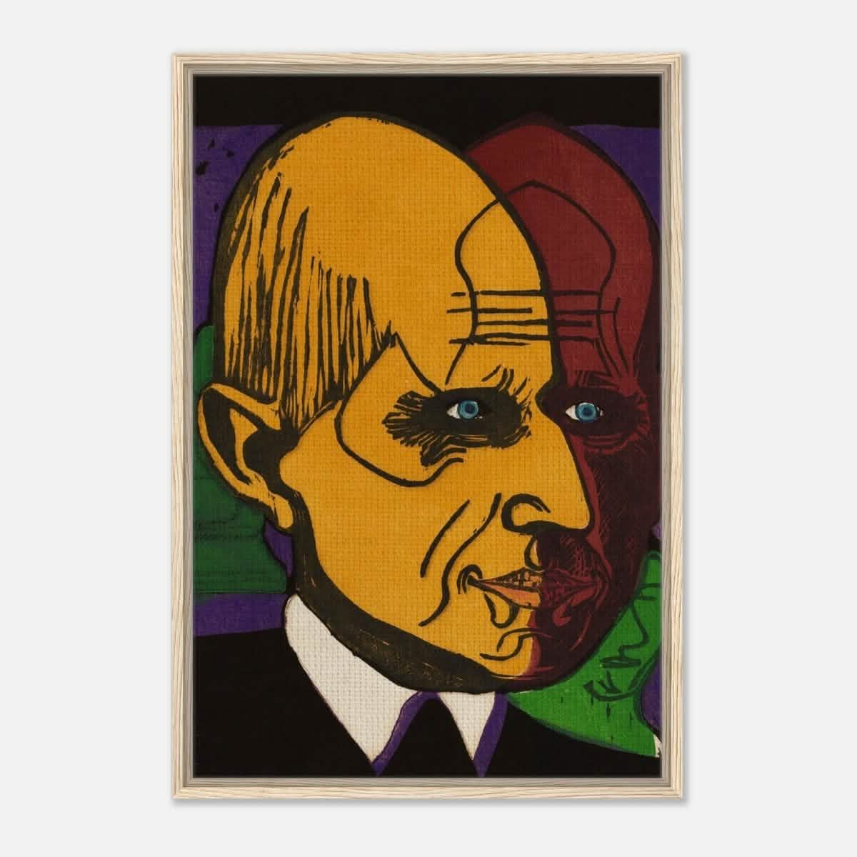 Head of Dr. Bauer by Ernst Ludwig Kirchner | Vintage wall art print - Framed Canvas - 60x90 cm / 24x36″ - Wood frame